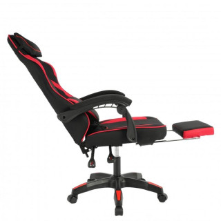 Črno-rdeči blagajniški igralni stol z naslonom za noge