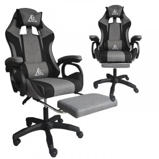 Igralni stol iz sive tkanine z naslonom za noge