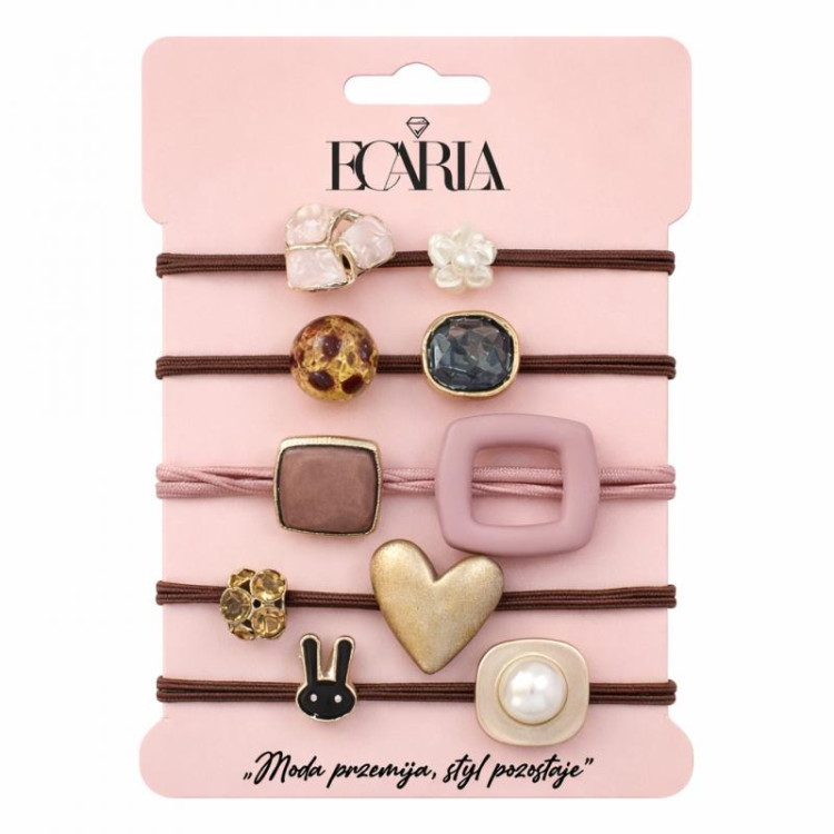 Komplet 5 rjavih gumic za lase