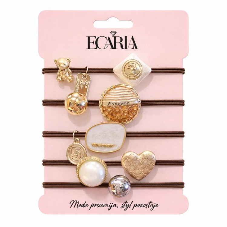 Komplet 5 rjavih gumic za lase