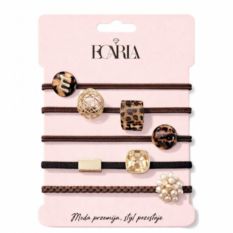 Komplet 5 rjavih gumic za lase