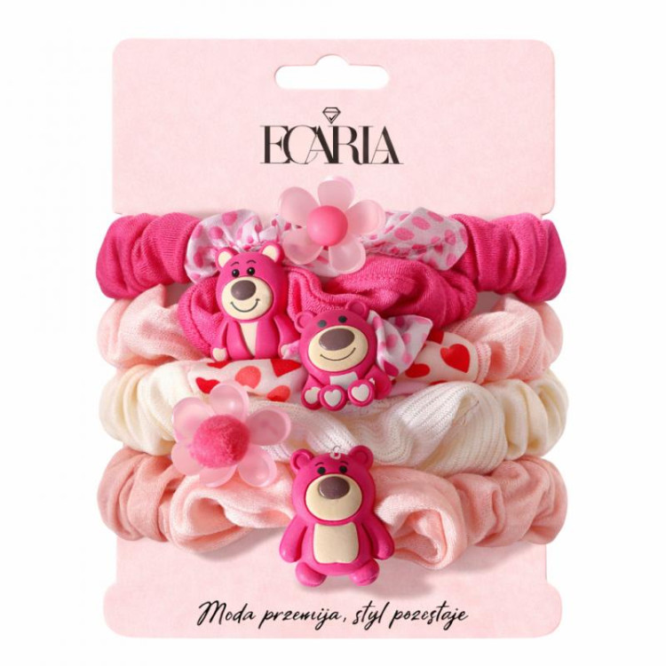 Komplet 5 roza gumic za lase