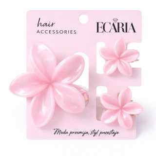 Komplet 3 roza sponk za lase - rože
