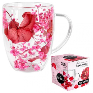 Termo skodelica z rožnatimi cvetovi v notranjosti - 300 ml