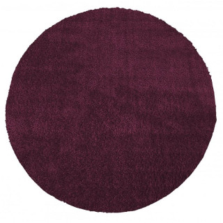 Okrogla kosmata preproga v barvi jajčevca