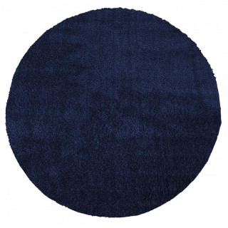 Okrogla temno modra kosmata preproga