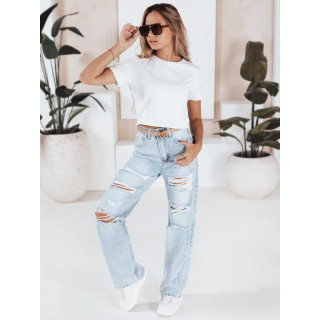 Široke svetlo modre kavbojke z luknjami UY2801