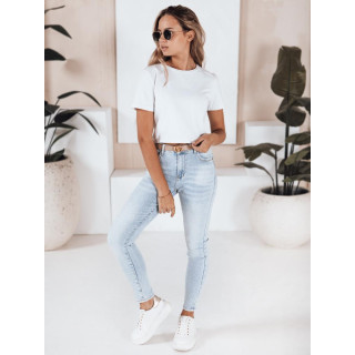 Ženske svetlo modre kavbojke z okrasnimi kamni UY2808