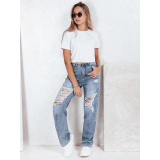 Ženske svetlo modre kavbojke z luknjami UY2812