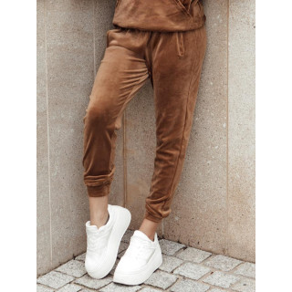 Ženske trenirke iz velurja rjave barve UY2838