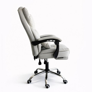 Pisarniški stol iz kremnega usnja z naslonom za noge