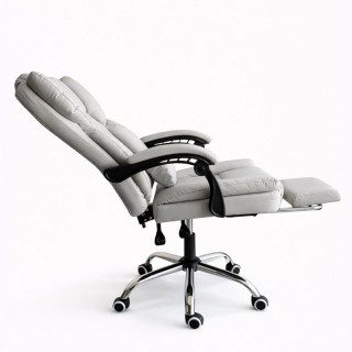 Pisarniški stol iz kremnega usnja z naslonom za noge