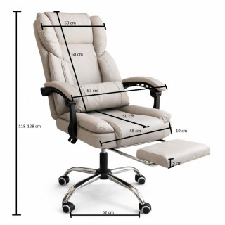 Pisarniški stol iz kremnega usnja z naslonom za noge