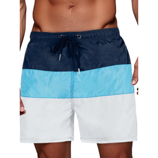 Moške kratke hlače v modro-beli barvi s črtami SX2518