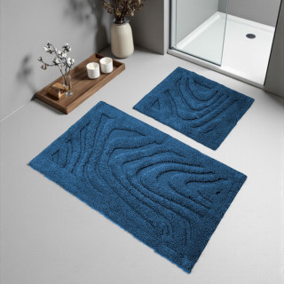 Komplet temno modrih kopalniških preprog