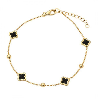 Pozlačena zapestnica s črnimi deteljicami