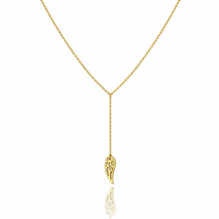 Dolga pozlačena ogrlica s krilom