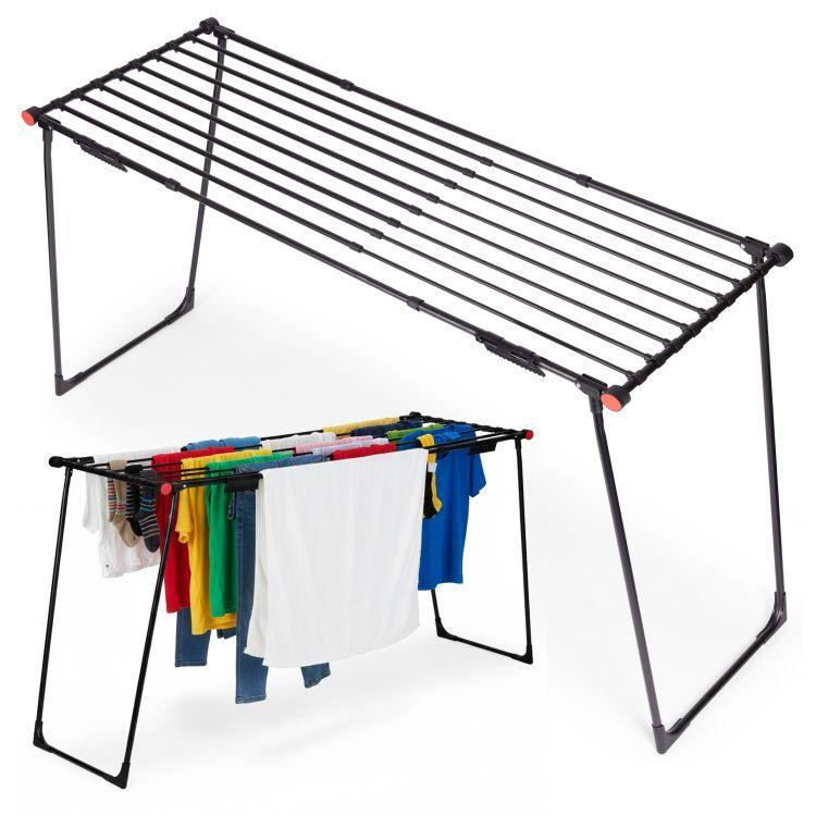 Črno teleskopsko stojalo za sušenje perila