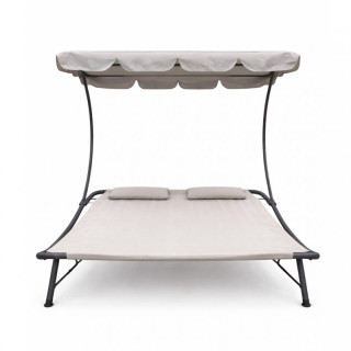 Dvosedežni sivi vrtni ležalnik s streho