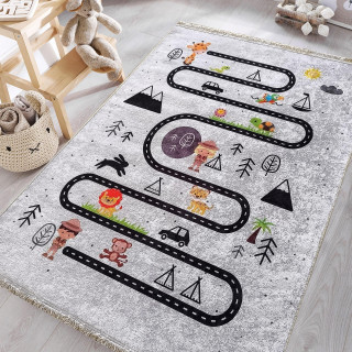 Siva preproga z otroškim motivom