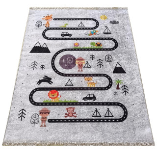 Siva preproga z otroškim motivom