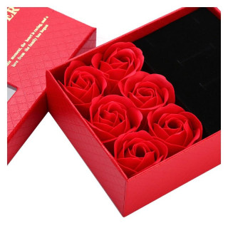 Škatla 6 dišečih rdečih milnih vrtnic