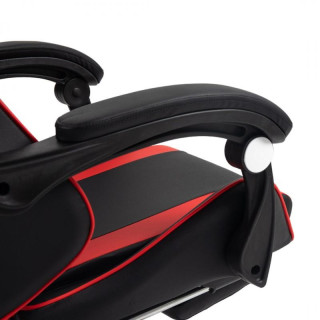 Črno-rdeč igralni stol z naslonom za noge