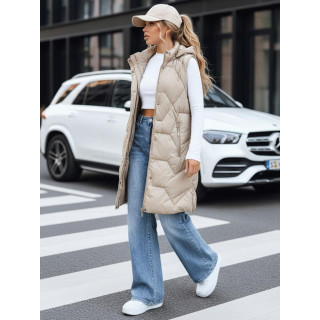 Dolg ženski telovnik v bež barvi TY5265