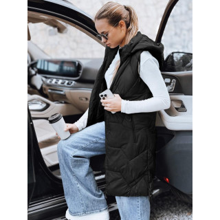 Dolg črn ženski telovnik TY5269