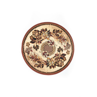 Bež-rjava okrogla preproga z vzorcem