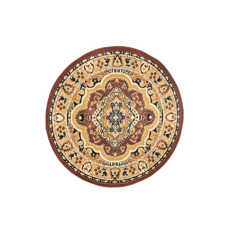 Okrogla rjava vzorčasta preproga