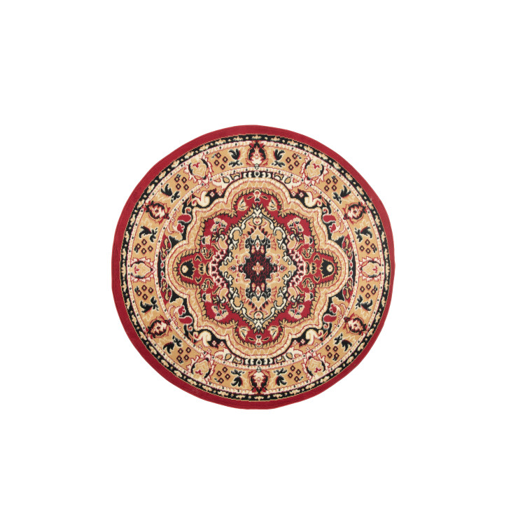 Okrogla rdeča vzorčasta preproga