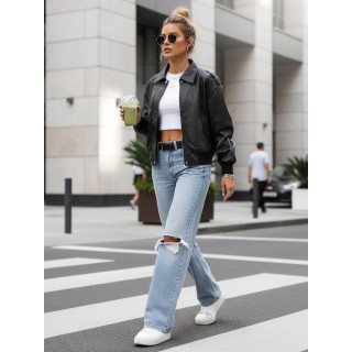 Ženska črna usnjena jakna TY5566