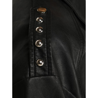 Ženska črna usnjena jakna TY5566