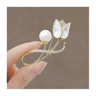 Elegantna zlata broška s tulipanom