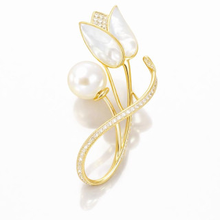 Elegantna zlata broška s tulipanom