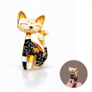 Broška v obliki pisane emajlirane mačke