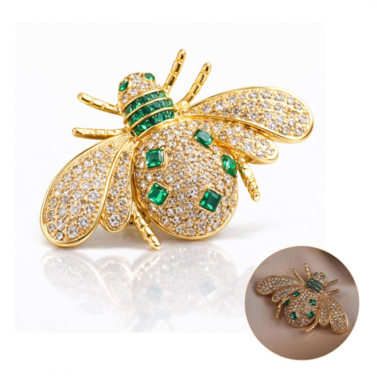 Broška z insekti in cirkoni
