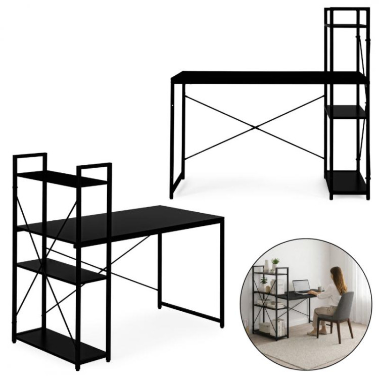 Črna podstrešna miza s polico