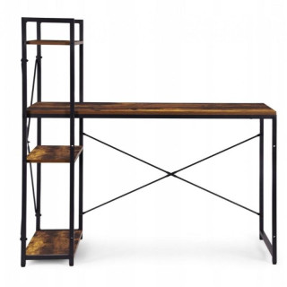 Podstrešna miza s polico v rjavi barvi