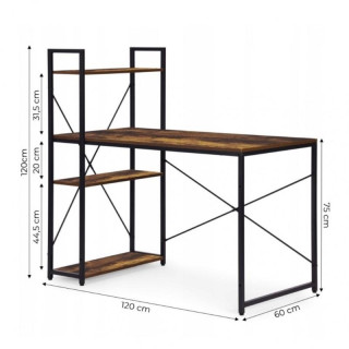 Podstrešna miza s polico v rjavi barvi