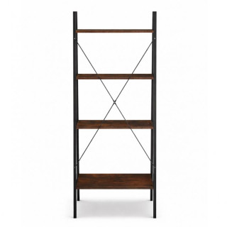 Črno-rjava knjižna omara s 4 policami v podstrešju