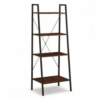 Črno-rjava knjižna omara s 4 policami v podstrešju