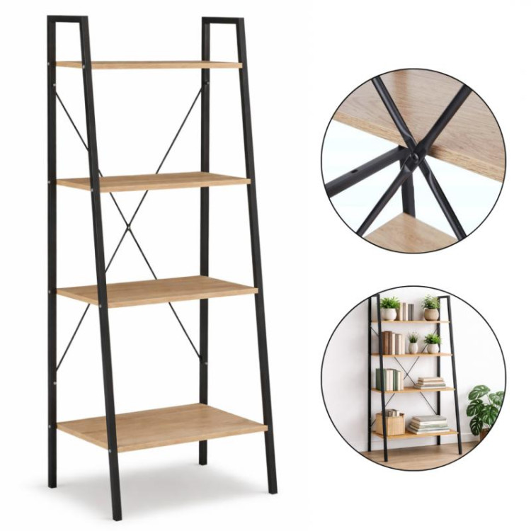 Svetlo rjava loftna knjižna omara s 4 policami