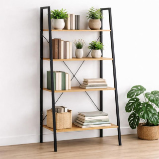 Svetlo rjava loftna knjižna omara s 4 policami