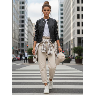 Črna ženska usnjena jakna TY5539