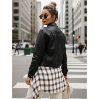 Črna ženska usnjena jakna TY5539