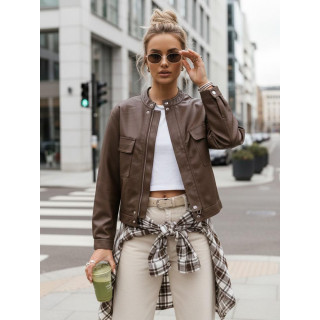 Ženska rjava usnjena jakna TY5540