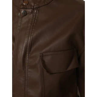 Ženska rjava usnjena jakna TY5540