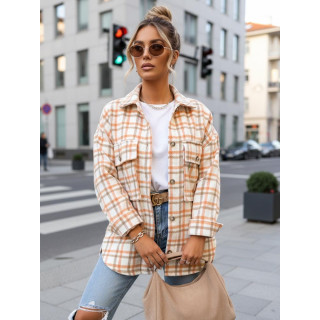 Ženska karirasta oranžno-bež srajca DY0482